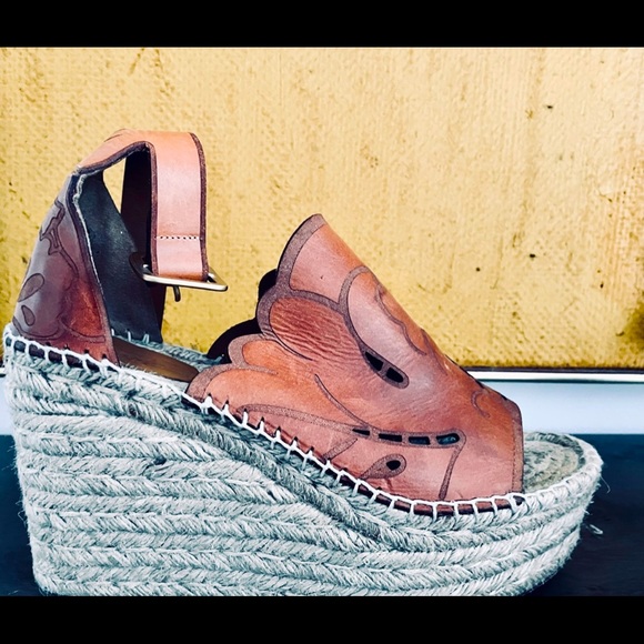 Chloe Handcrafted LeatherWedge Espadrille - Picture 1 of 11